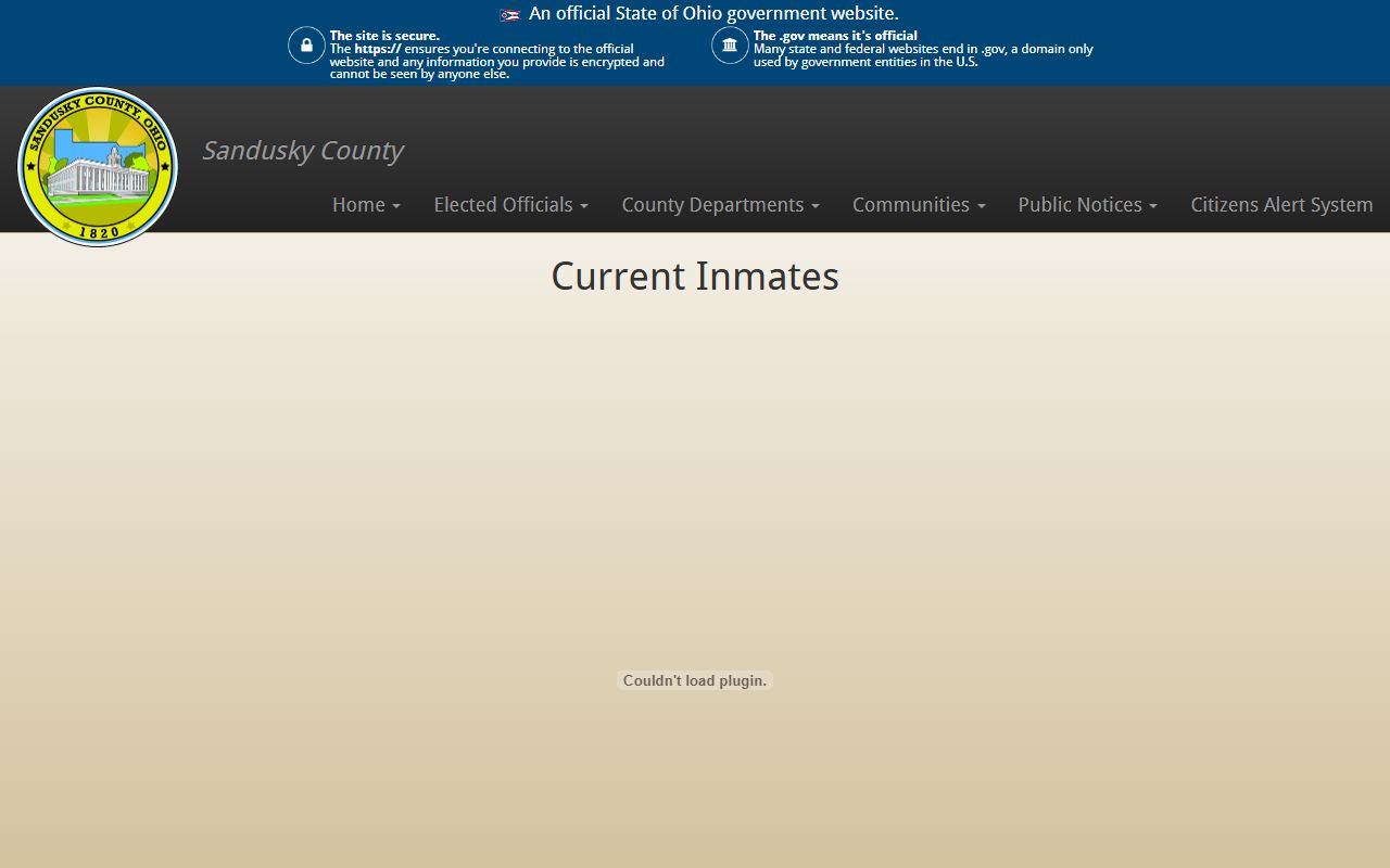 Sandusky County Jail current inmate roster lookup page